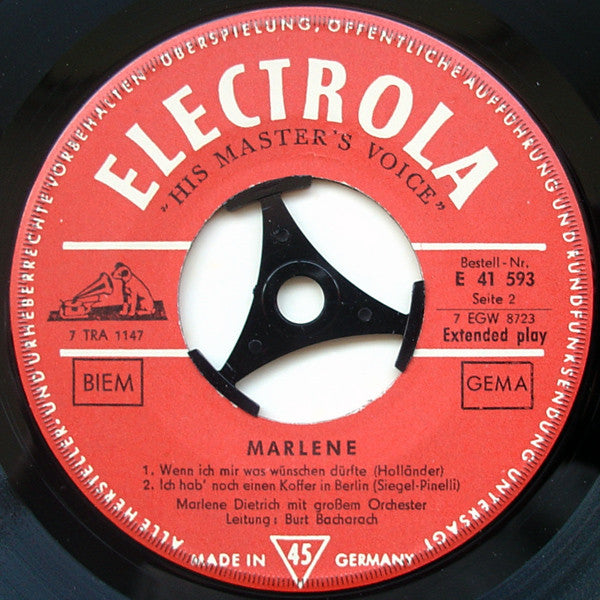Marlene Dietrich / Orchester Burt Bacharach* -Marlene
