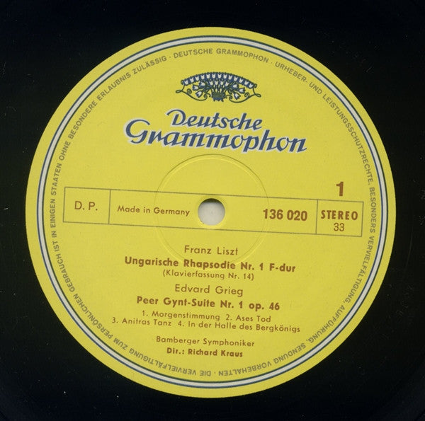 Liszt*, Grieg* - Bamberger Symphoniker, Richard Kraus - Ungarische Rhapsodien Nr. 1 Und Nr. 2 / Peer-Gynt-Suiten Nr. 1 Und Nr. 2