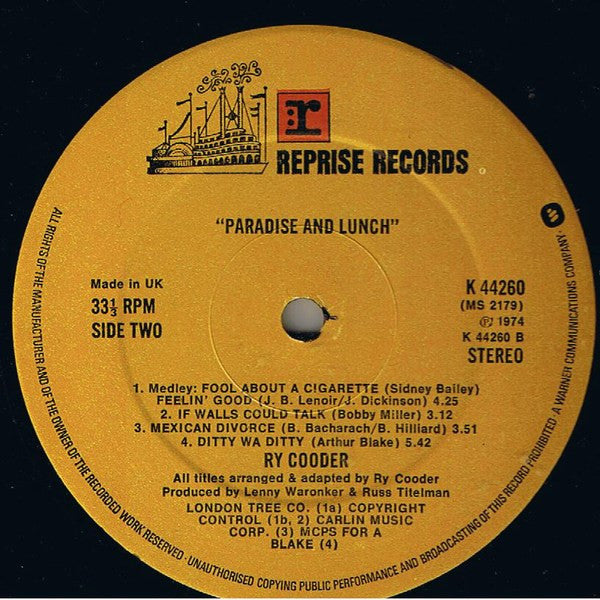 Ry Cooder -Paradise And Lunch