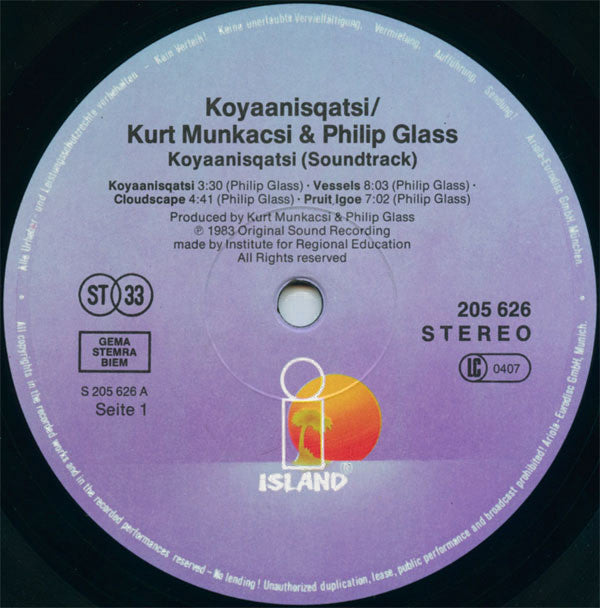 Philip Glass -Koyaanisqatsi (Original Soundtrack Album From The Film)