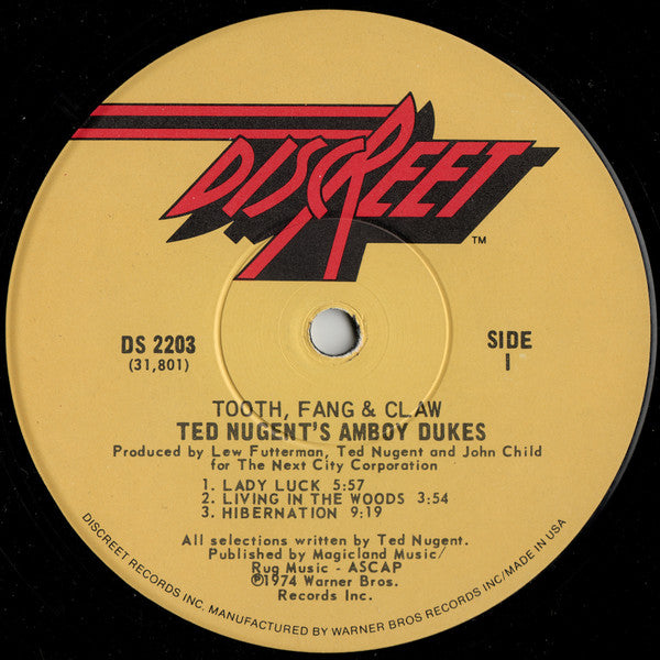 Ted Nugent's Amboy Dukes* -Tooth, Fang & Claw