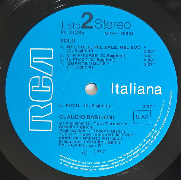 Claudio Baglioni -Solo