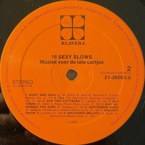 Paolo Di Baldini En Zijn Magische Saxofoon* -16 Sexy Slows - Muziek Voor De Late Uurtjes