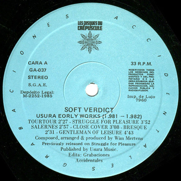 Wim Mertens, Soft Verdict -Usura