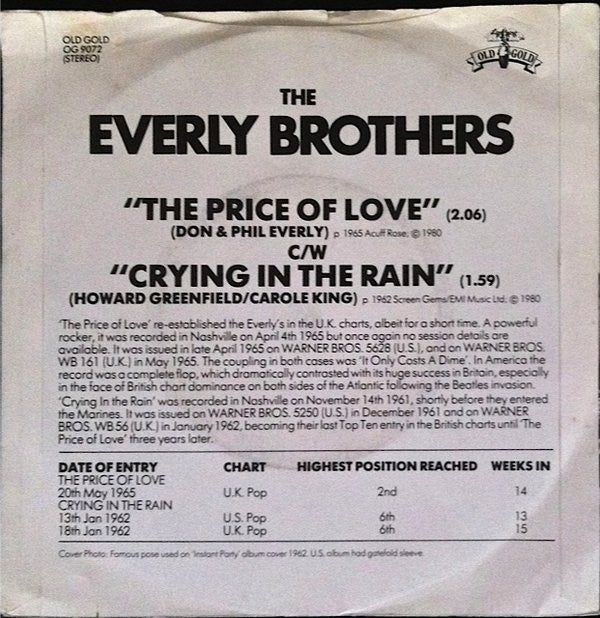 Everly Brothers -The Price Of Love / Crying In The Rain