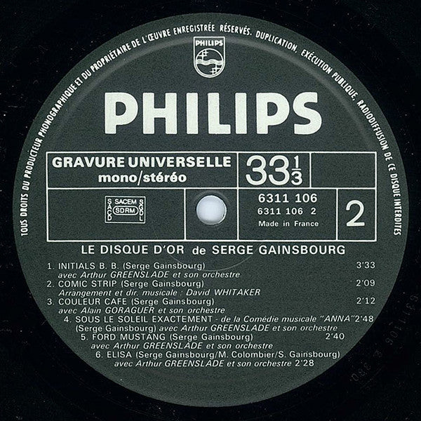 Serge Gainsbourg -Le Disque D'or