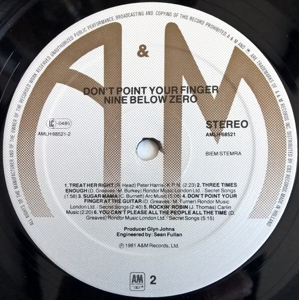 9 Below Zero* - Don't Point Your Finger