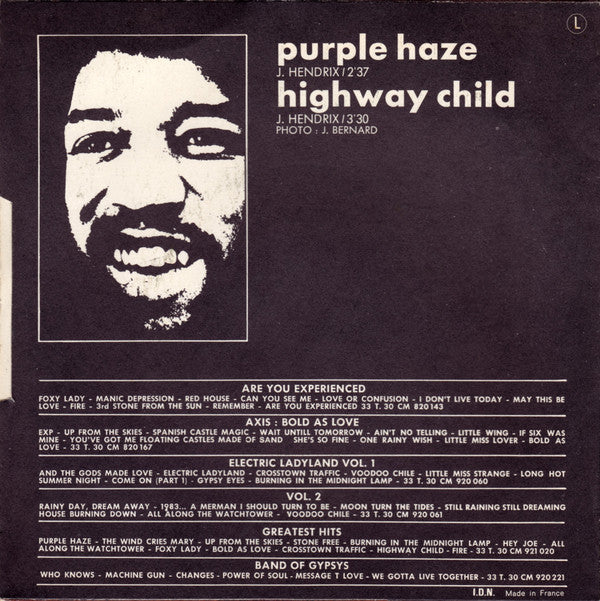 Jimi Hendrix -Purple Haze / Highway Child