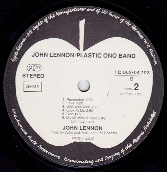 John Lennon / Plastic Ono Band* -John Lennon / Plastic Ono Band