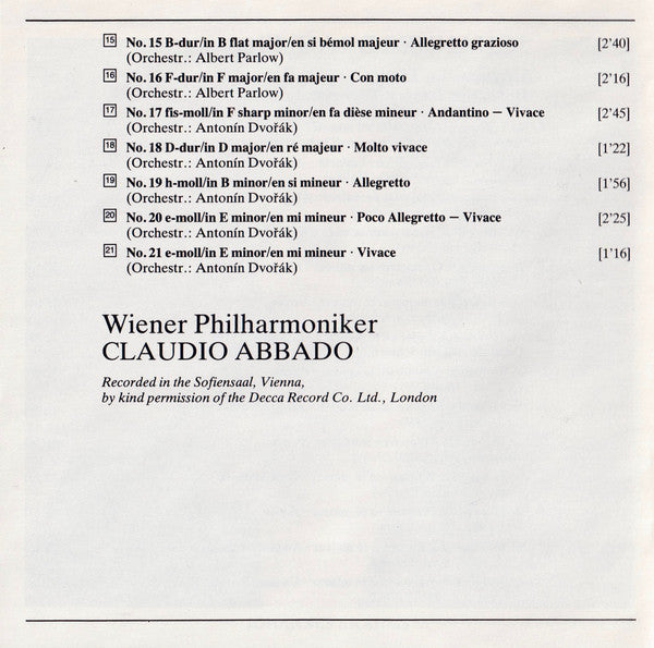 Johannes Brahms - Wiener Philharmoniker, Claudio Abbado - 21 Ungarische Tänze - Hungarian Dances - Danses Hongroises