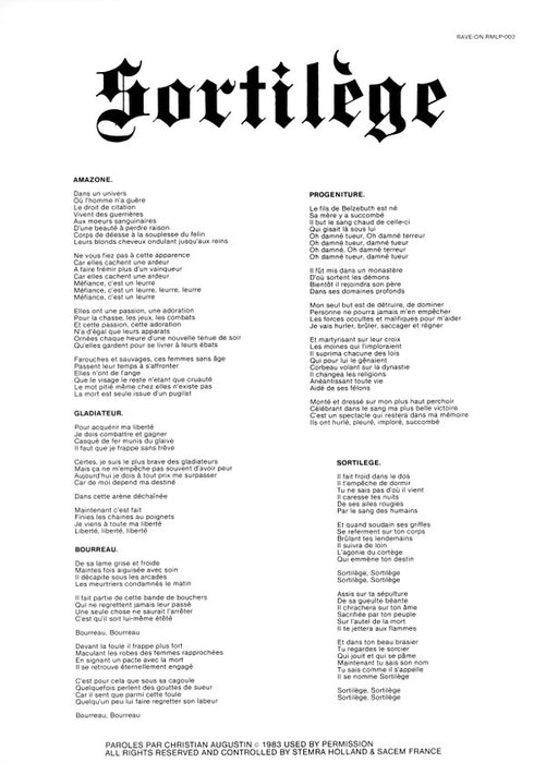 Sortilège -Sortilège