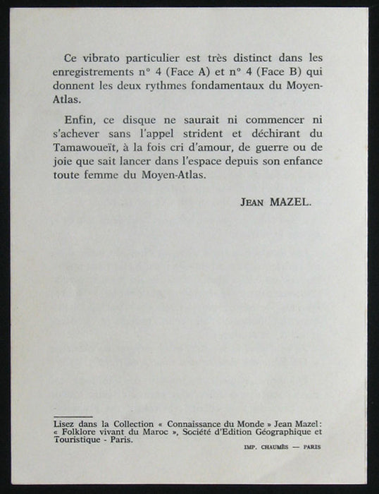 Various / Jean Mazel - Rythmes Et Poésie Du Moyen-Atlas