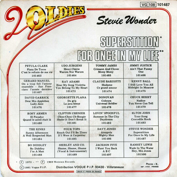 Stevie Wonder -Superstition / For Once In My Life