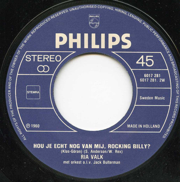 Ria Valk -Ik Wil 'n Cowboy Als Man / Hou Je Echt Nog Van Mij, Rocking Billy?