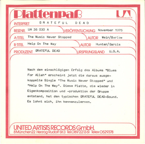Grateful Dead* -The Music Never Stopped