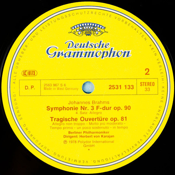 Johannes Brahms, Berliner Philharmoniker · Herbert von Karajan -Symphonie No. 3 / Tragische Ouvertüre