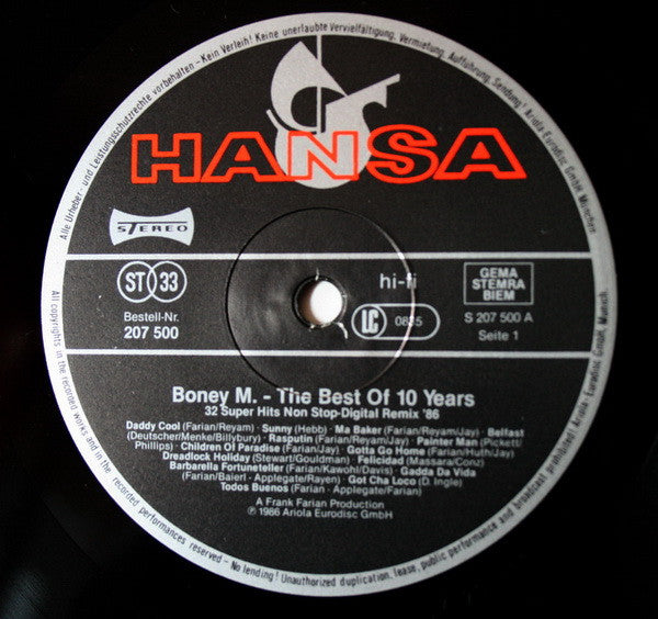 Boney M. -The Best Of 10 Years