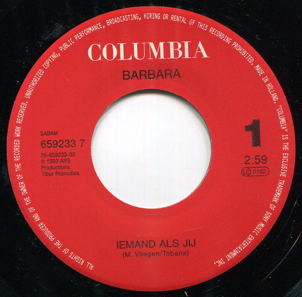 Barbara* -Iemand Als Jij / Je N'Ai Jamais Aimé Quelqu'Un Comme Toi