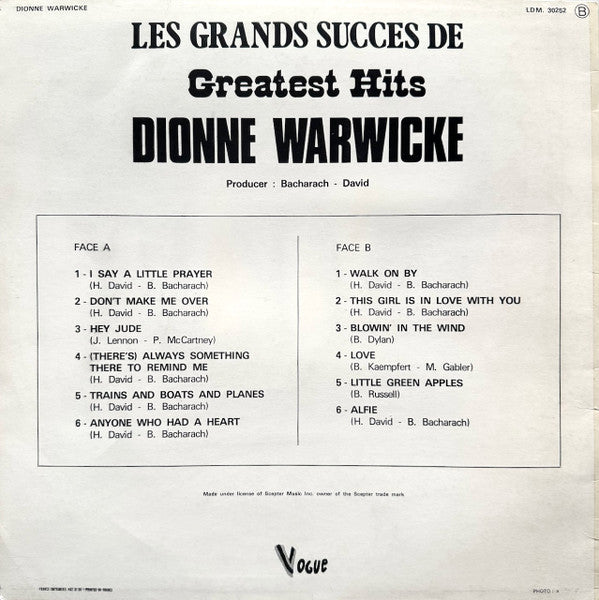 Dionne Warwicke* -Les Grands Succes De Dionne Warwicke