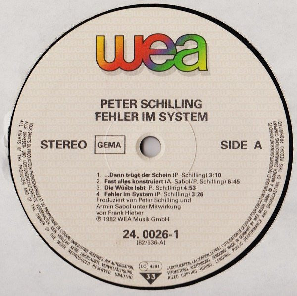Peter Schilling -Fehler Im System