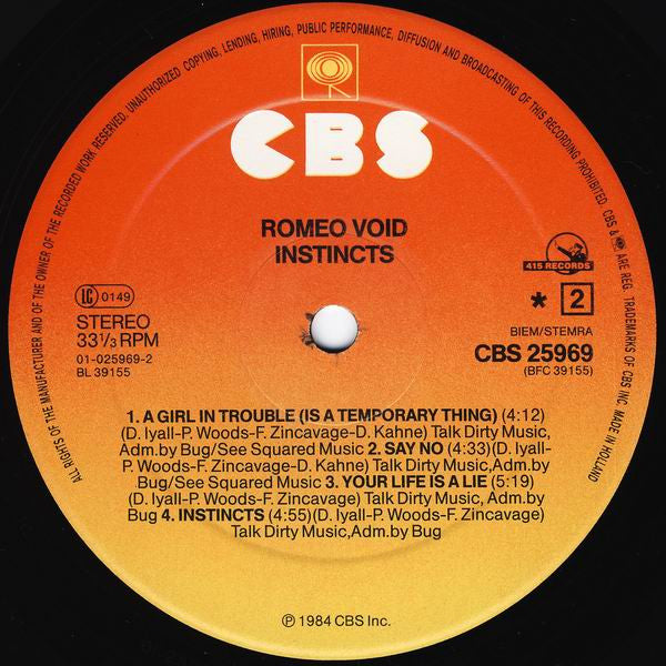 Romeo Void -Instincts