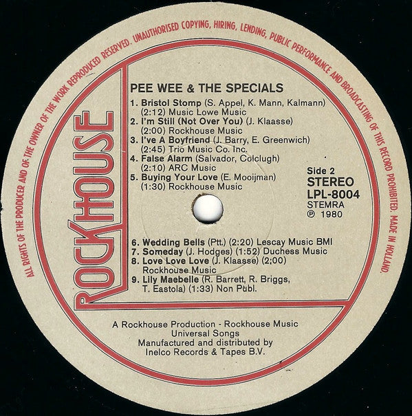 Pee Wee &amp; The Specials - Pee Wee &amp; The Specials