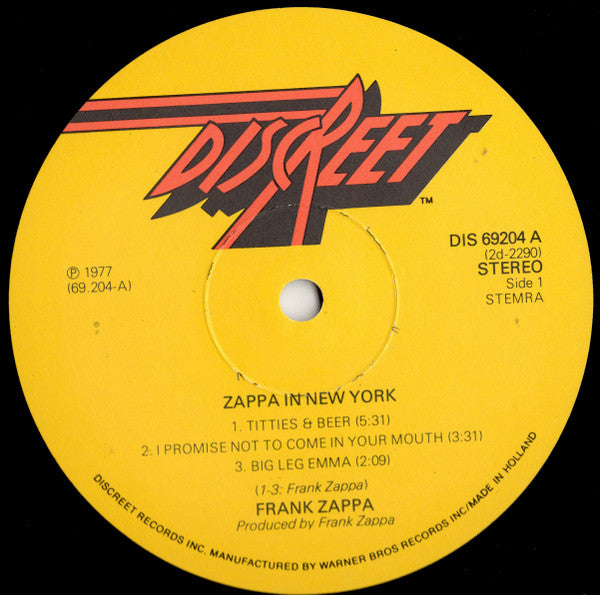 Frank Zappa -Zappa In New York