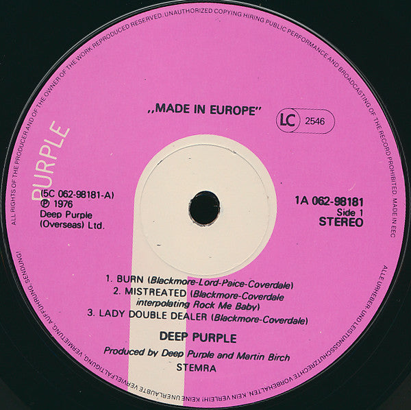 Deep Purple -Made In Europe