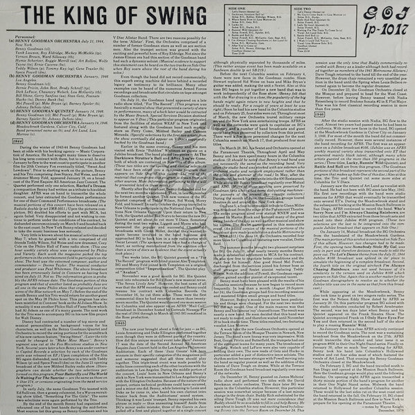 Benny Goodman And His Orchestra - The King Of Swing