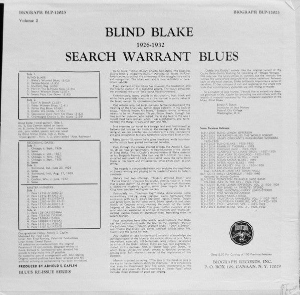Blind Blake - 1926-32 Search Warrant Blues Volume Two