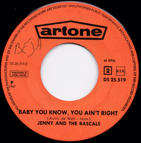 Jenny And The Rascals -That's A Man's Way / Baby You Know You Ain't Right