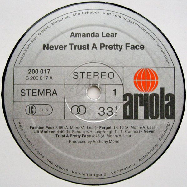 Amanda Lear -Never Trust A Pretty Face