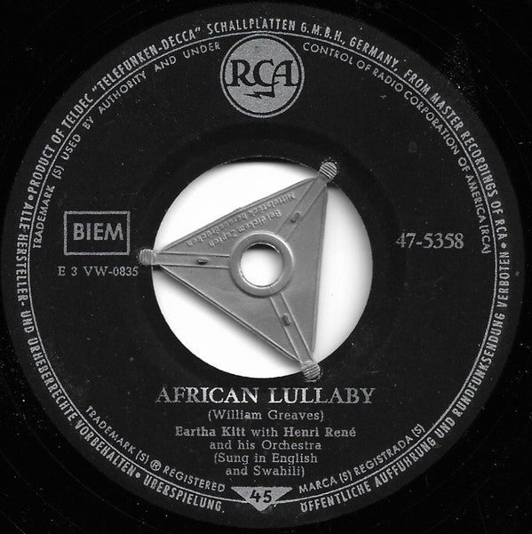 Eartha Kitt With Henri René And His Orchestra -C'est Si Bon / African Lullaby