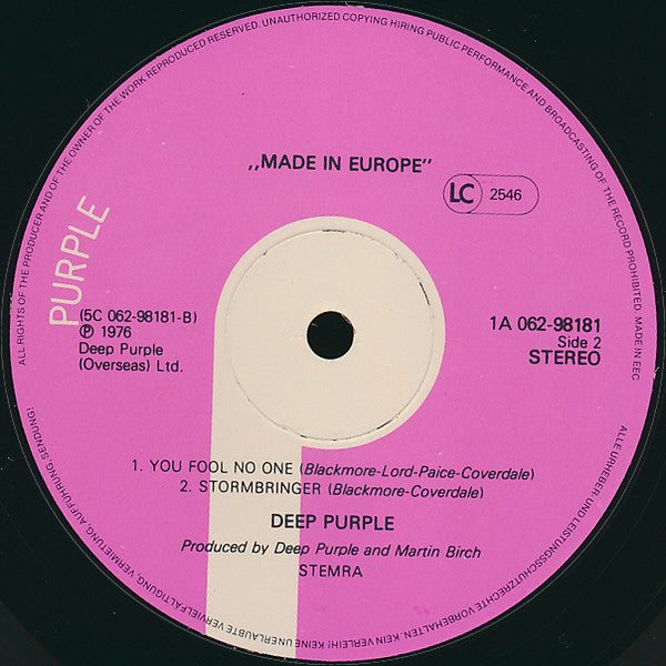Deep Purple -Made In Europe