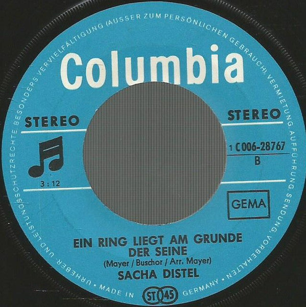 Sacha Distel -Bonjour Barbara / Ein Ring Liegt Am Grunde Der Seine