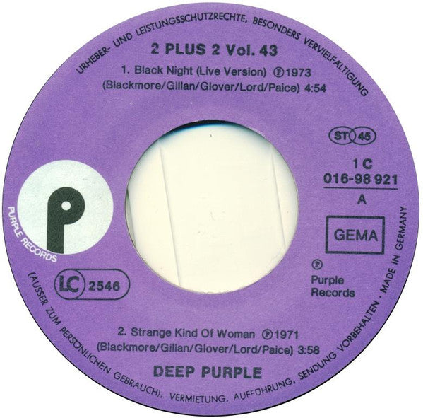 Deep Purple -Black Night / Strange Kind Of Woman / Fireball / Speed King