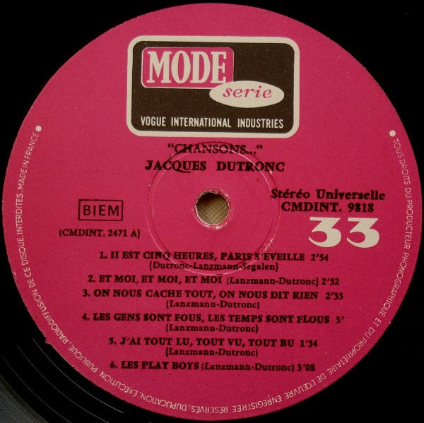 Jacques Dutronc - Chansons...