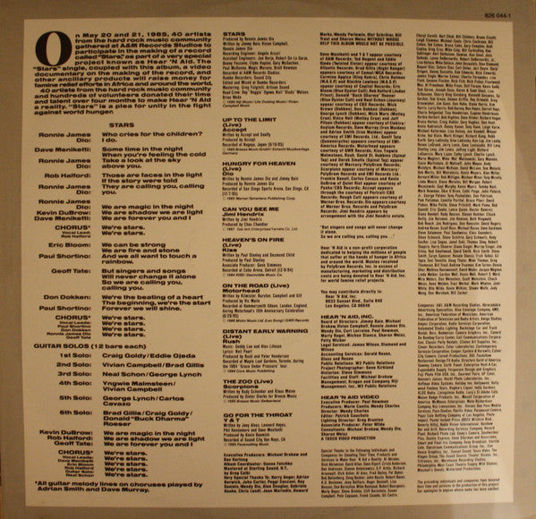 Hear 'n Aid* -Hear 'n Aid (An All-Star Album For Famine Relief)