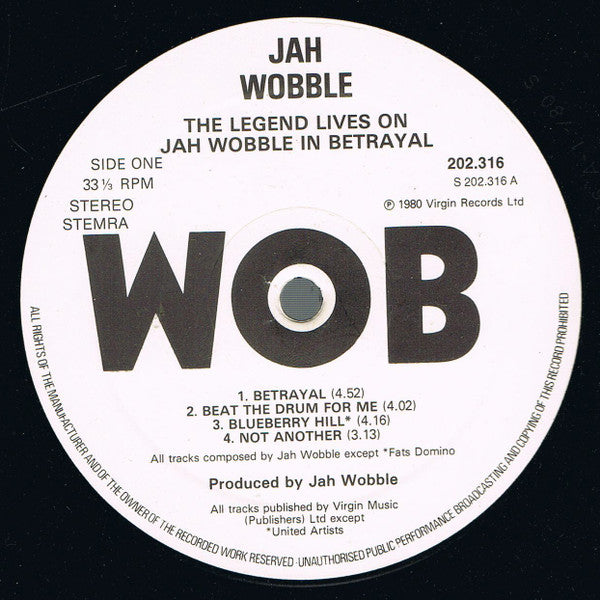 Jah Wobble -The Legend Lives On... Jah Wobble In Betrayal