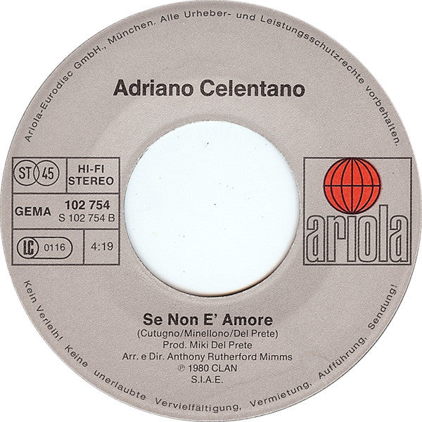Adriano Celentano - Innamorata, Incavoltata A Vita