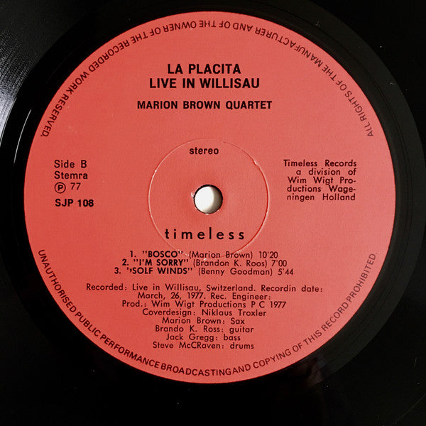 Marion Brown Quartet -"La Placita" - Live In Willisau