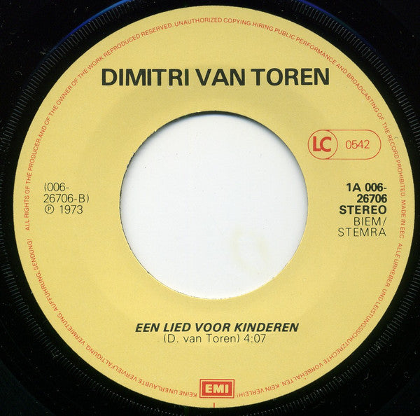 Dimitri van Toren -Hé Kom Aan / Een Lied Voor Kinderen