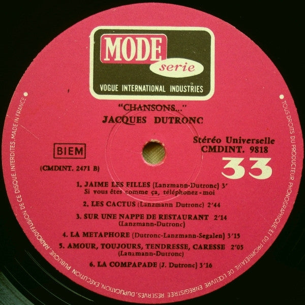 Jacques Dutronc -Chansons...