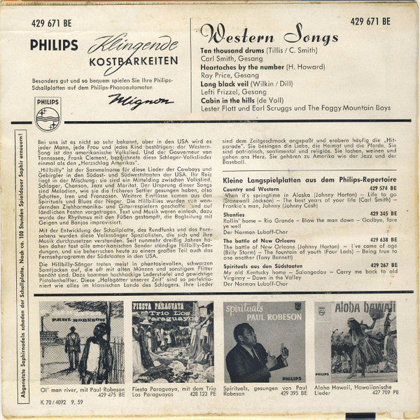 Carl Smith (3), Earl Scruggs, Lefty Frizzell, Ray Price -Western Songs