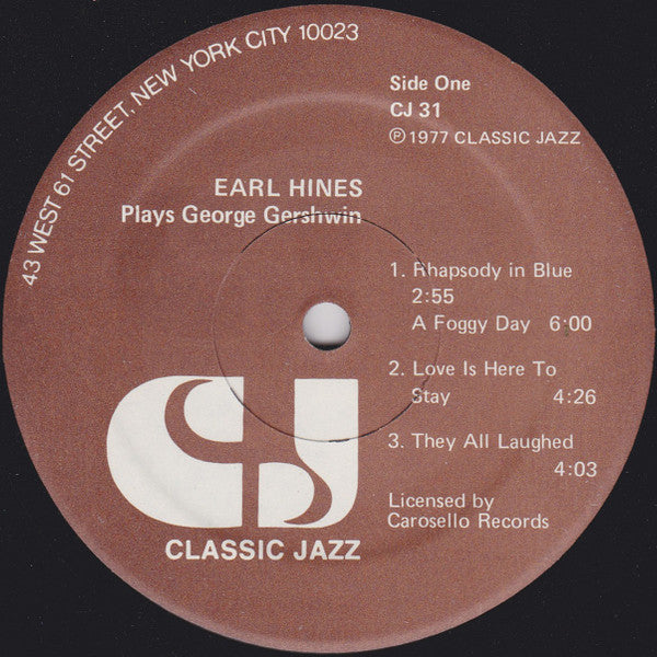 Earl Hines - Earl Hines Plays George Gershwin