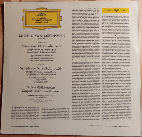 Beethoven* – Herbert von Karajan · Berliner Philharmoniker - Symphonien 1 &amp; 2