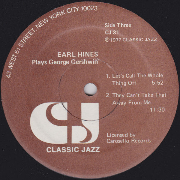 Earl Hines - Earl Hines Plays George Gershwin