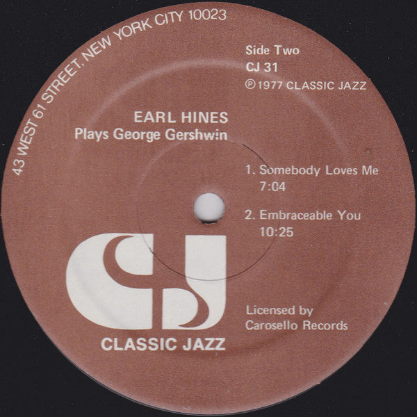 Earl Hines -Earl Hines Plays George Gershwin