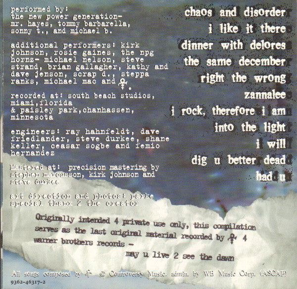 The Artist (Formerly Known As Prince) - Chaos And Disorder