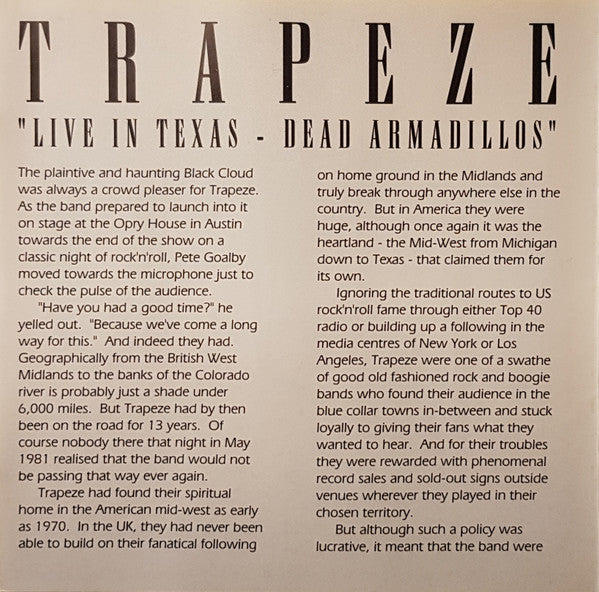 Trapeze -Live In Texas - Dead Armadillos